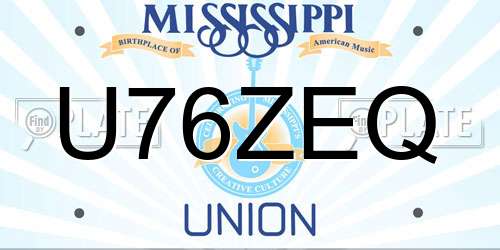 U76ZEQ Mississippi License Plate