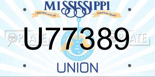 U77389 Mississippi License Plate