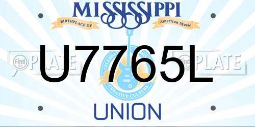 U7765L Mississippi License Plate