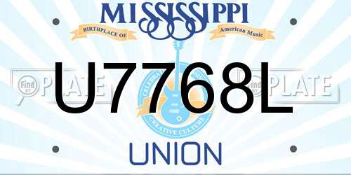 U7768L Mississippi License Plate