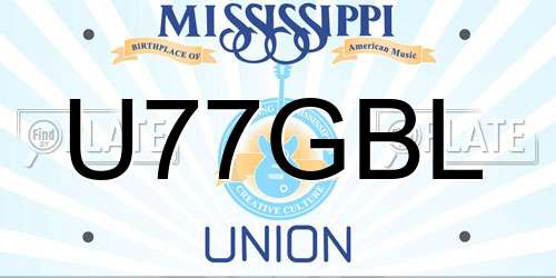 U77GBL Mississippi License Plate
