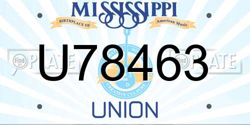 U78463 Mississippi License Plate