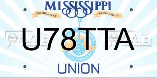 U78TTA Mississippi License Plate