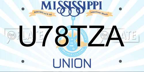 U78TZA Mississippi License Plate
