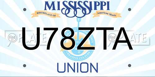U78ZTA Mississippi License Plate