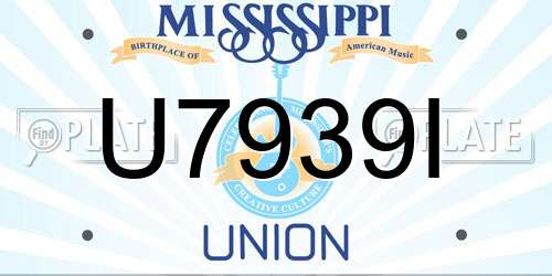 U7939I Mississippi License Plate