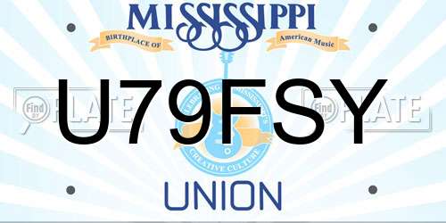 U79FSY Mississippi License Plate