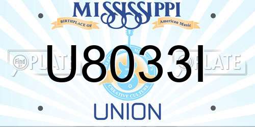 U8033I Mississippi License Plate