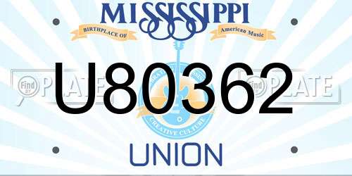 U80362 Mississippi License Plate