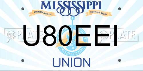 U80EEI Mississippi License Plate