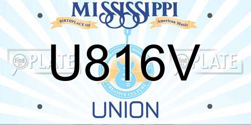 U816V Mississippi License Plate