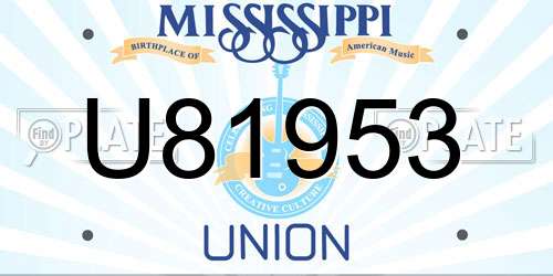 U81953 Mississippi License Plate