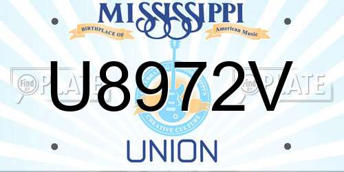 U8972V Mississippi License Plate