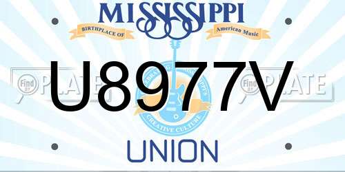 U8977V Mississippi License Plate