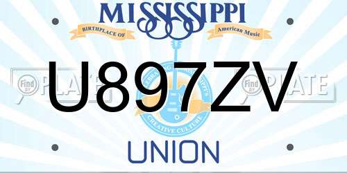 U897ZV Mississippi License Plate
