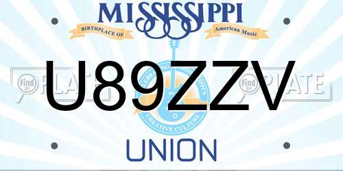 U89ZZV Mississippi License Plate