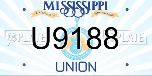 U9188 Mississippi License Plate