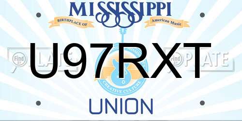 U97RXT Mississippi License Plate