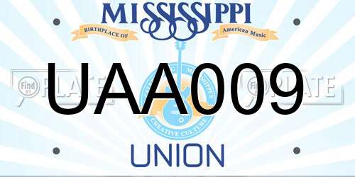 UAA009 Mississippi License Plate