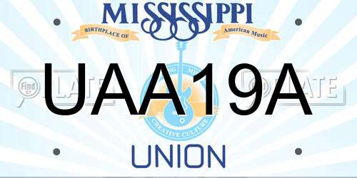 UAA19A Mississippi License Plate