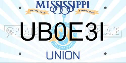 UB0E3I Mississippi License Plate