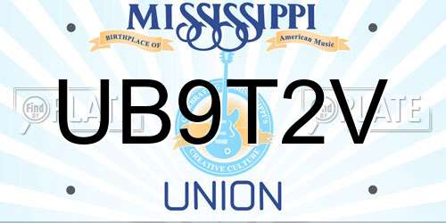 UB9T2V Mississippi License Plate