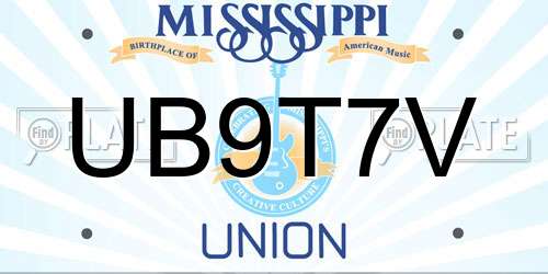 UB9T7V Mississippi License Plate