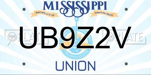 UB9Z2V Mississippi License Plate