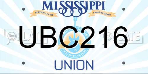 UBC216 Mississippi License Plate