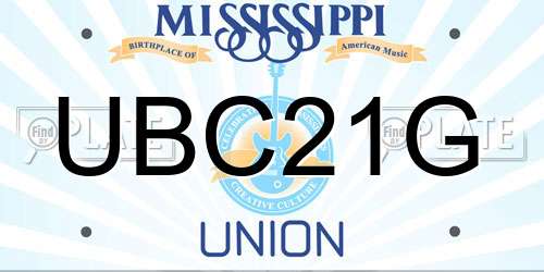 UBC21G Mississippi License Plate