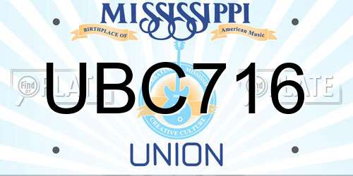 UBC716 Mississippi License Plate