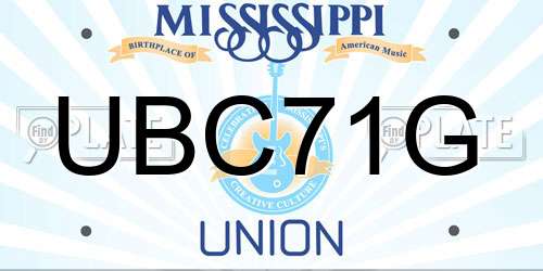 UBC71G Mississippi License Plate