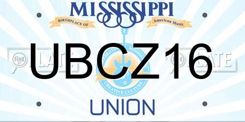 UBCZ16 Mississippi License Plate