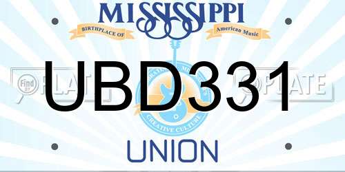 UBD331 Mississippi License Plate