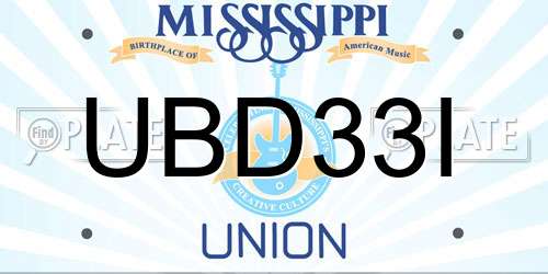 UBD33I Mississippi License Plate