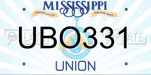 UBO331 Mississippi License Plate