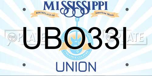 UBO33I Mississippi License Plate