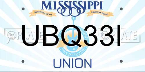 UBQ33I Mississippi License Plate