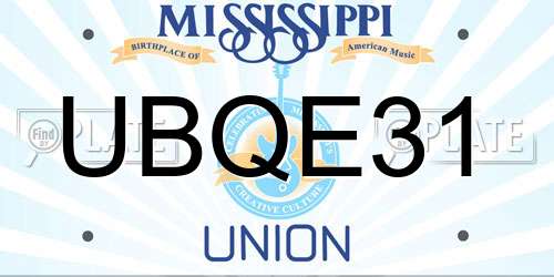UBQE31 Mississippi License Plate