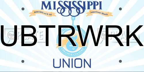 UBTRWRK Mississippi License Plate