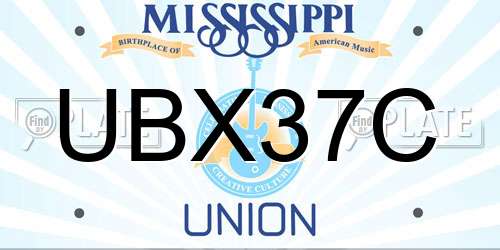 UBX37C Mississippi License Plate