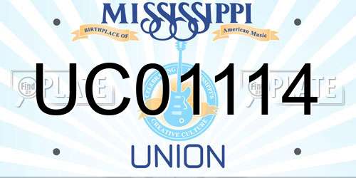 UC01114 Mississippi License Plate
