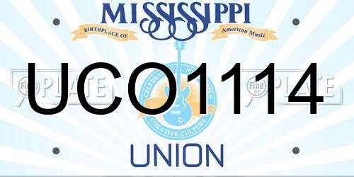 UCO1114 Mississippi License Plate