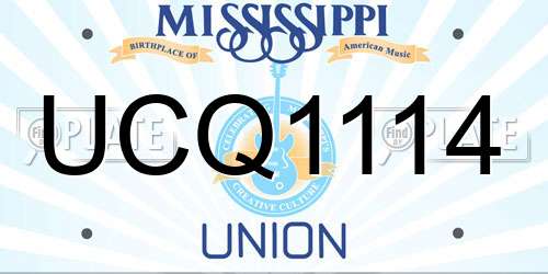 UCQ1114 Mississippi License Plate