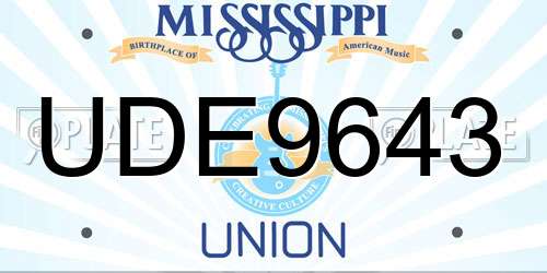 UDE9643 Mississippi License Plate