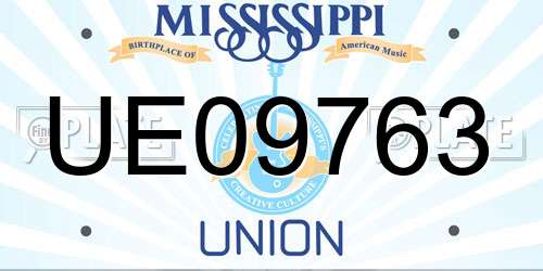 UE09763 Mississippi License Plate