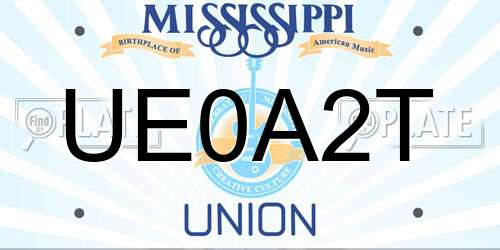 UE0A2T Mississippi License Plate