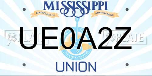 UE0A2Z Mississippi License Plate