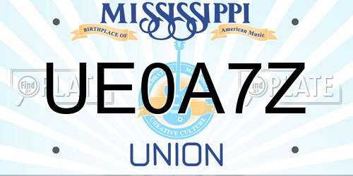 UE0A7Z Mississippi License Plate