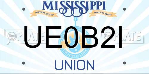 UE0B2I Mississippi License Plate